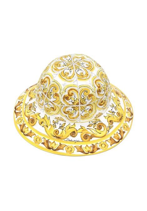 Cappello Da Pescatore Con Stampa Maiolica Gialla DOLCE & GABBANA KIDS | LB4H48-G7E1JH03TN